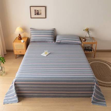 卡伦家纺 2025新款全棉色织水洗棉床单学生宿舍单人双人床单系列纽约灰