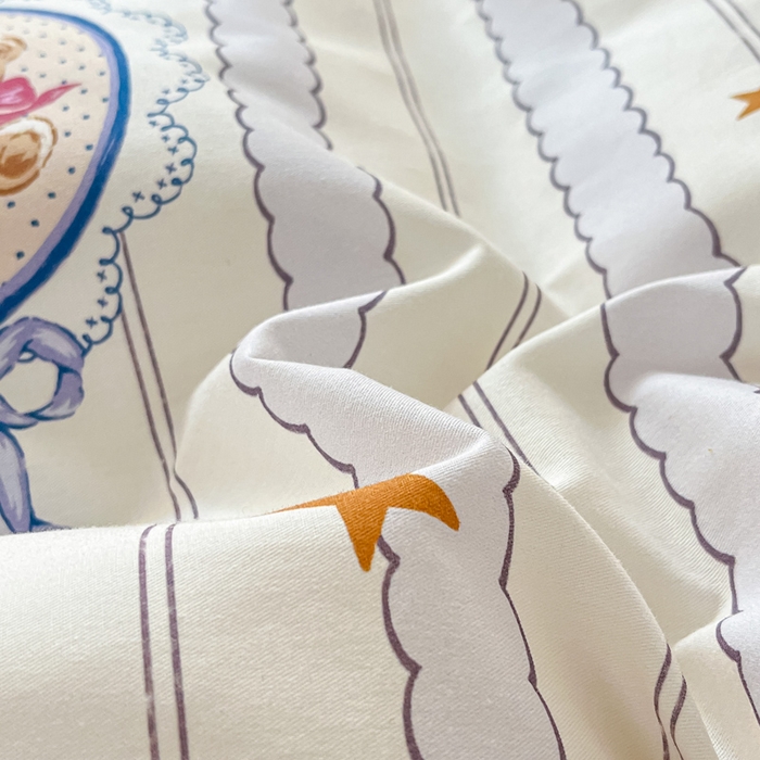 91家纺网 家纺一手货源 找家纺 2024新款全棉小清新印花单品套件--四件套 图蓝朵朵