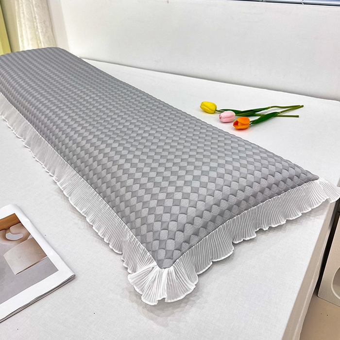 91家纺网 家纺一手货源 找家纺 2024新款A类冰豆豆花边双人长枕套 小菱形-灰