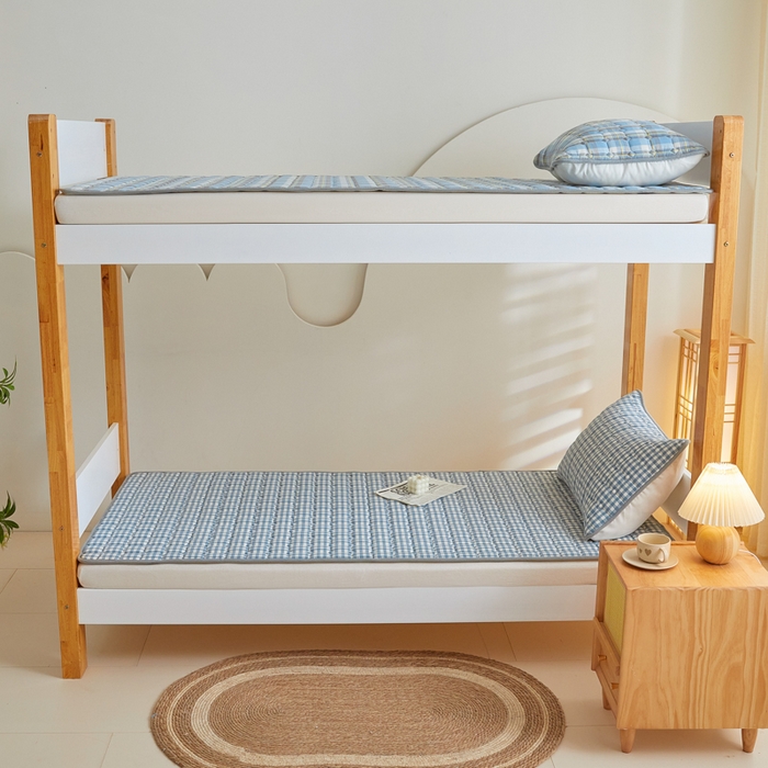 91家纺网 家纺一手货源 找家纺 鑫钰 2025新款学生宿舍A类水洗棉大豆夹棉系列-简格 简格-蓝小格