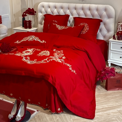 91家纺网 家纺一手货源 找家纺 （总）玉雅家纺 2025新款玉雅时尚磨毛刺绣床单款系列婚庆套件