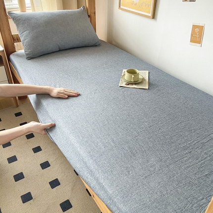 卡伦家纺 2025新款全棉色织水洗棉单层宿舍学生床笠 绅士灰