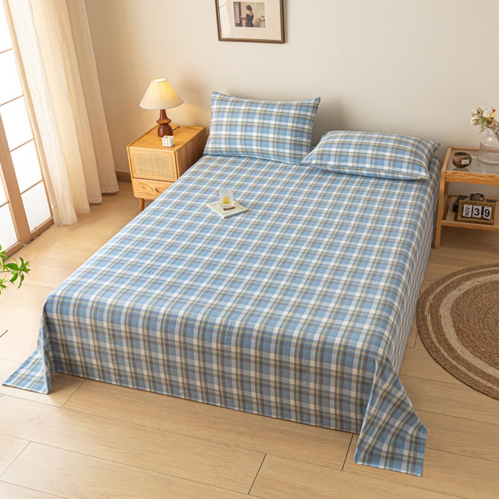 91家纺网 家纺一手货源 找家纺 卡伦家纺 2025新款全棉色织水洗棉床单学生宿舍单人双人床单系列莫妮兰