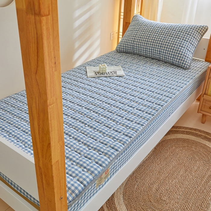 91家纺网 家纺一手货源 找家纺 鑫钰 2025新款学生宿舍A类水洗棉大豆夹棉系列-简格 简格-蓝小格