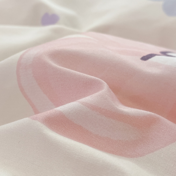 91家纺网 家纺一手货源 找家纺 2024新款全棉小清新印花单品套件--四件套 兔朵朵