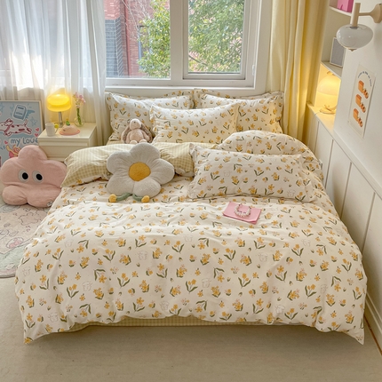 91家纺网 家纺一手货源 找家纺 （总）2024新款全棉小清新印花单品套件--四件套