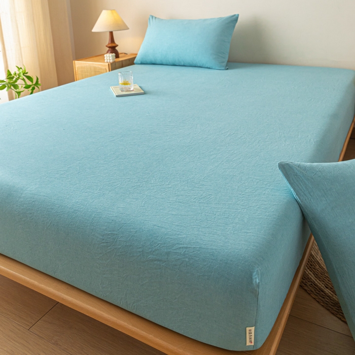 91家纺网 家纺一手货源 找家纺 卡伦家纺 2025全棉色织水洗棉单层床笠席梦思保护套 海兰青年