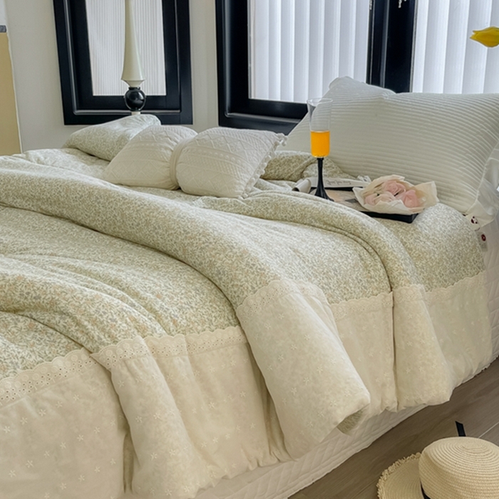 91家纺网 家纺一手货源 找家纺 莱豫家纺 2024新款法式复古针织花边夏被春秋被 亿夏