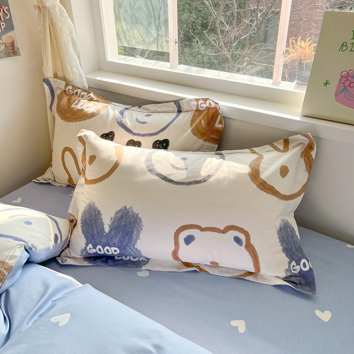 91家纺网 家纺一手货源 找家纺 2024新款全棉小清新印花单品套件--四件套 无影熊