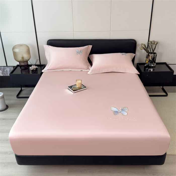 91家纺网 家纺一手货源 找家纺 鑫钰 2024秋冬新款全棉刺绣单层床笠单件枕套三件套-蝶舞 蝶舞-慕粉