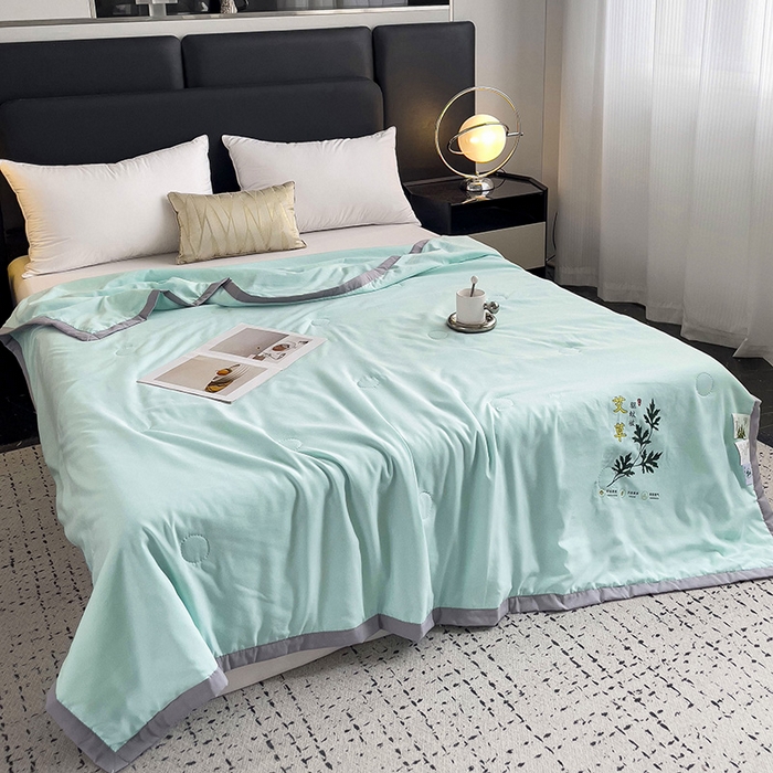 91家纺网 家纺一手货源 找家纺 鹿小帅纺织品 2024新款艾草驱蚊夏凉被 天际蓝