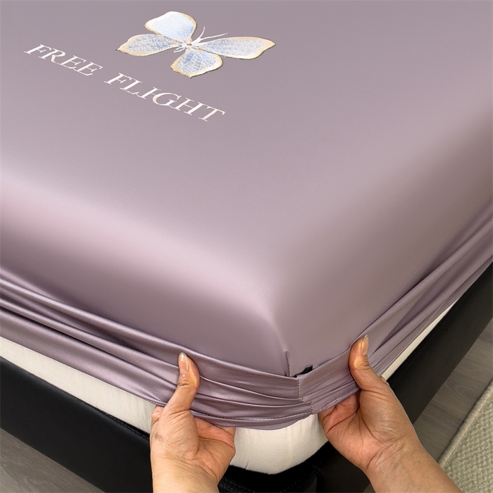 91家纺网 家纺一手货源 找家纺 鑫钰 2024秋冬新款全棉刺绣单层床笠单件枕套三件套-蝶舞 蝶舞-紫灰