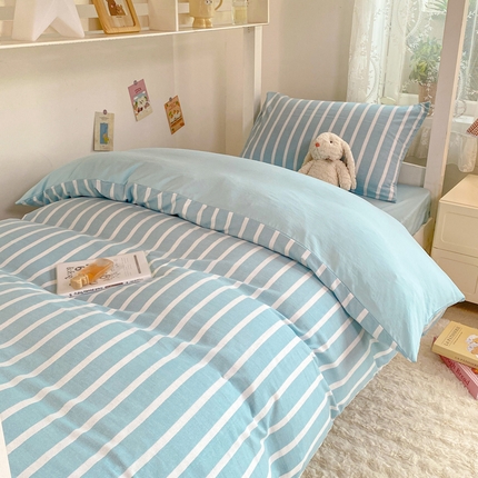 91家纺网 家纺一手货源 找家纺 漫仙阁家纺 2024新款条纹学生宿舍三件套 -左岸