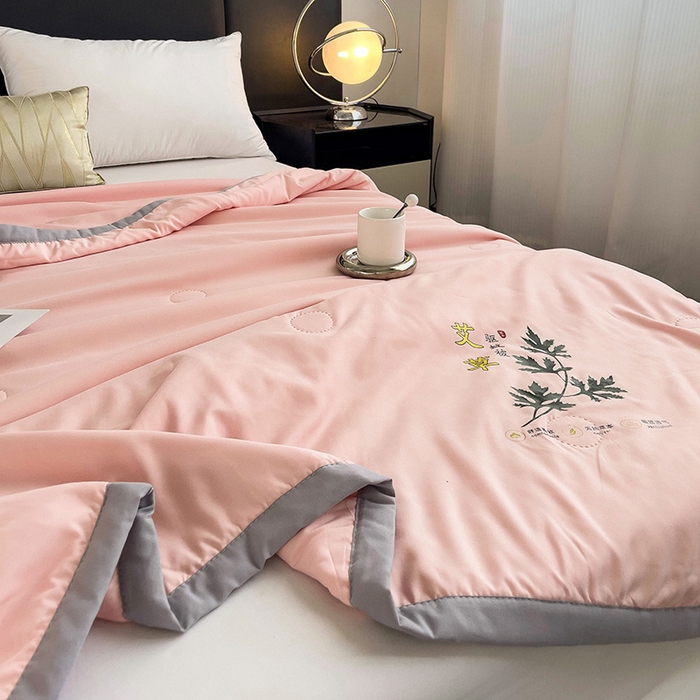 91家纺网 家纺一手货源 找家纺 鹿小帅纺织品 2024新款艾草驱蚊夏凉被 暖心玉