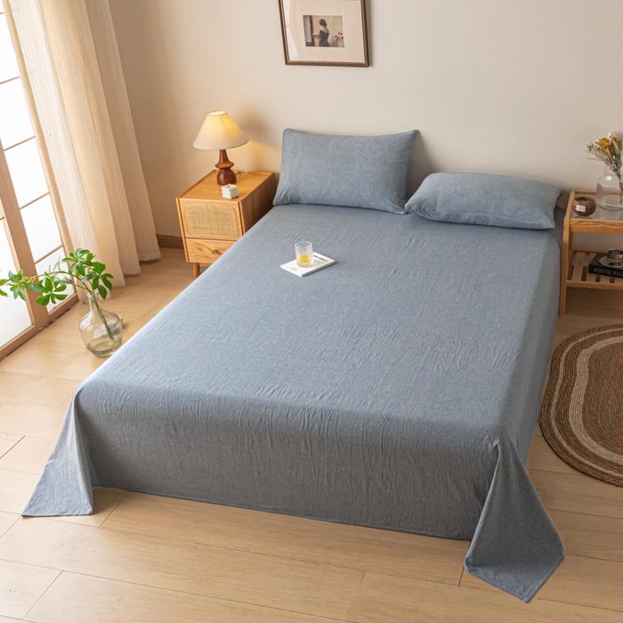 91家纺网 家纺一手货源 找家纺 卡伦家纺 2025新款全棉色织水洗棉床单学生宿舍单人双人床单系列绅士灰