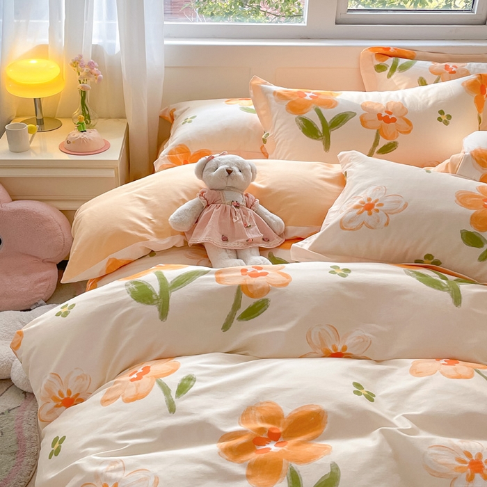 91家纺网 家纺一手货源 找家纺 2024新款全棉小清新印花单品套件--四件套 香榭