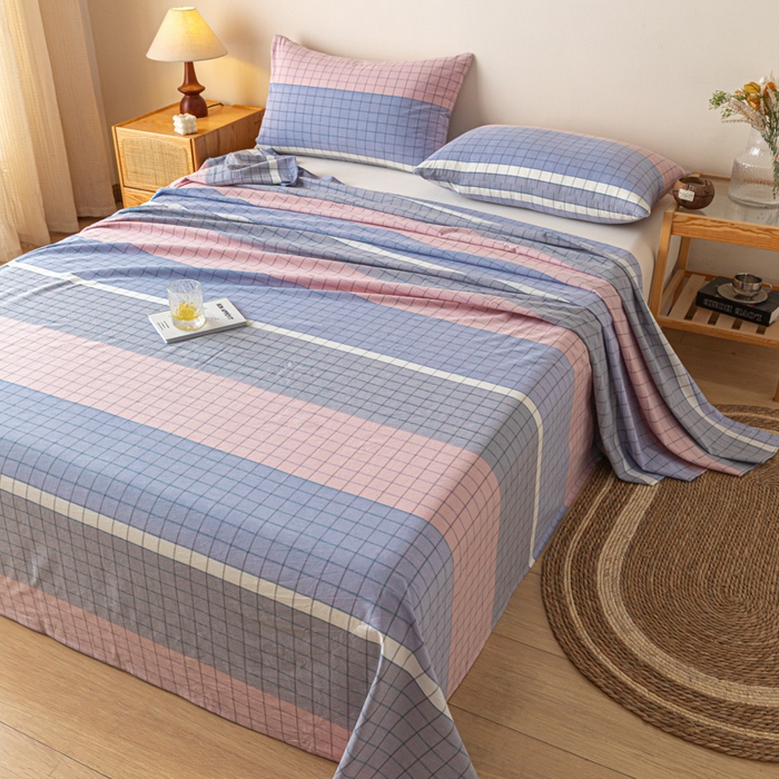 91家纺网 家纺一手货源 找家纺 卡伦家纺 2025新款全棉色织水洗棉床单学生宿舍单人双人床单系列马丁粉