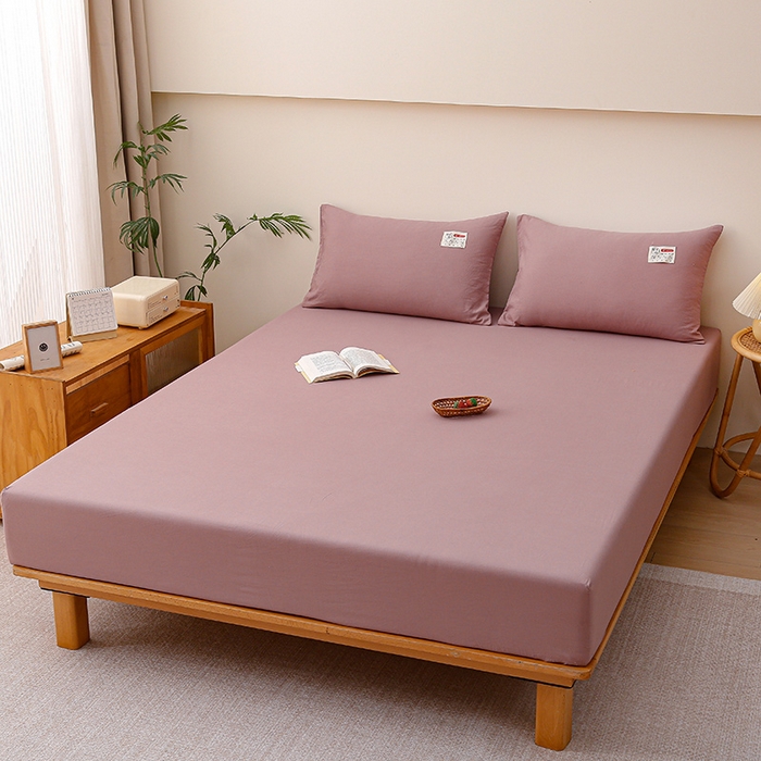 91家纺网 家纺一手货源 找家纺 2024新款A类云朵棉纯色床笠 深豆沙