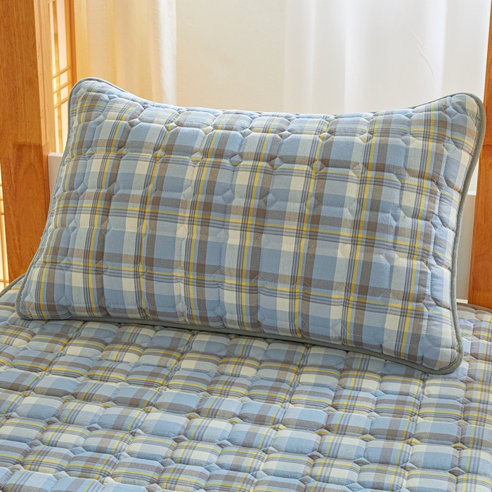 91家纺网 家纺一手货源 找家纺 鑫钰 2025新款学生宿舍A类水洗棉大豆夹棉系列-简格 简格-简希蓝