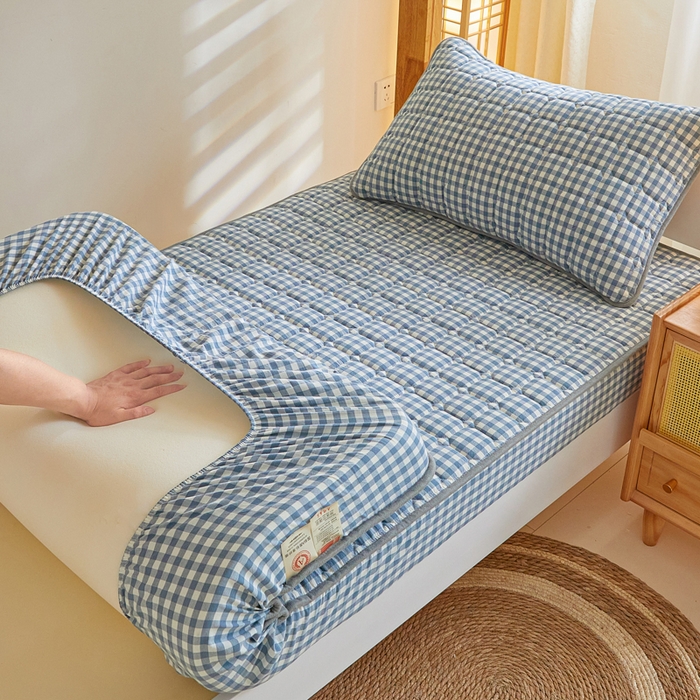 91家纺网 家纺一手货源 找家纺 鑫钰 2025新款学生宿舍A类水洗棉大豆夹棉系列-简格 简格-绅士灰