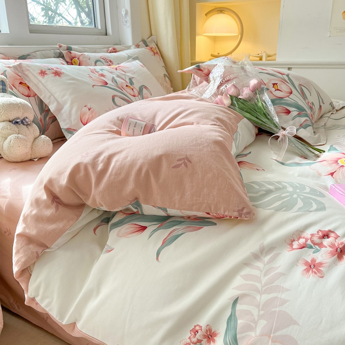 91家纺网 家纺一手货源 找家纺 2024新款全棉小清新印花单品套件--四件套 长歌行