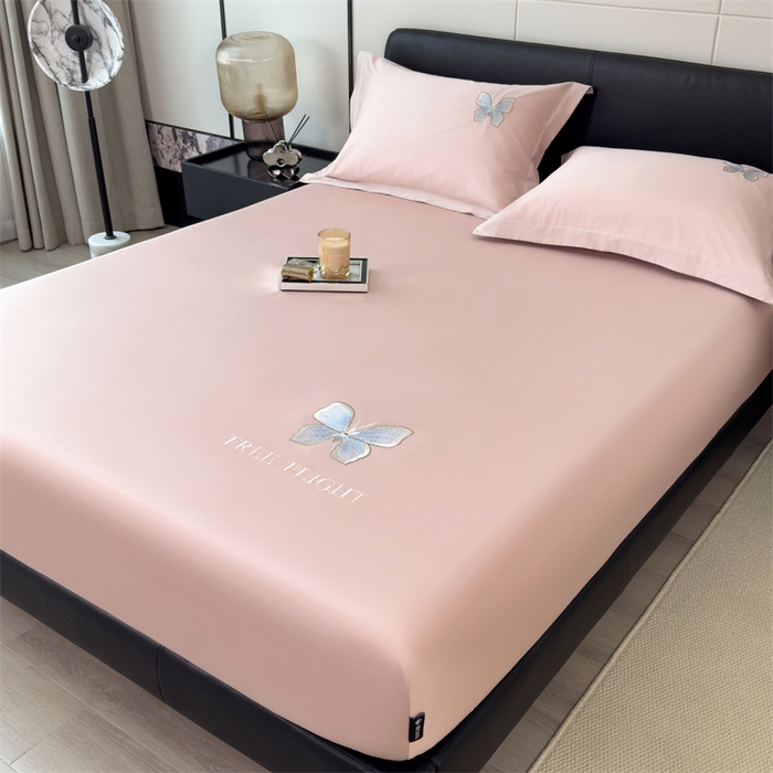 91家纺网 家纺一手货源 找家纺 鑫钰 2024秋冬新款全棉刺绣单层床笠单件枕套三件套-蝶舞 蝶舞-慕粉