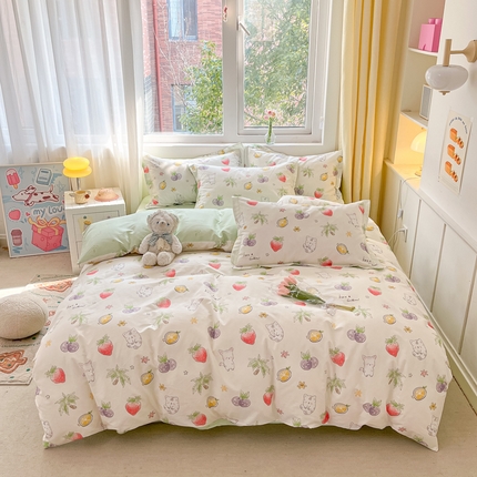 91家纺网 家纺一手货源 找家纺 （总）2024新款全棉小清新印花单品套件--四件套