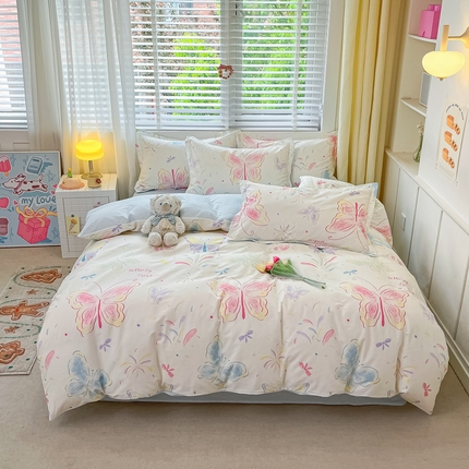 91家纺网 家纺一手货源 找家纺 （总）2024新款全棉小清新印花单品套件--四件套