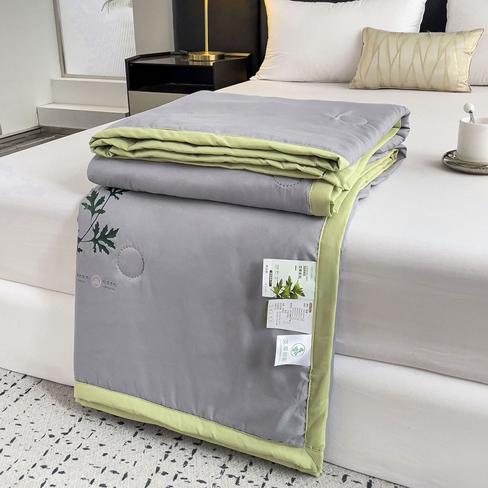 91家纺网 家纺一手货源 找家纺 鹿小帅纺织品 2024新款艾草驱蚊夏凉被 高级灰