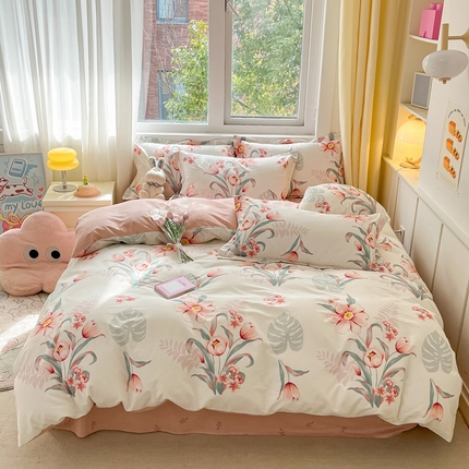 91家纺网 家纺一手货源 找家纺 （总）2024新款全棉小清新印花单品套件--四件套