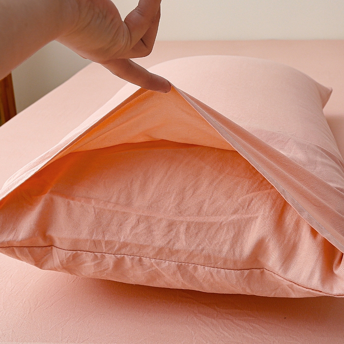 91家纺网 家纺一手货源 找家纺 2024新款A类云朵棉纯色枕套（口袋枕） 浅豆沙