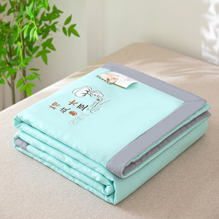 91家纺网 家纺一手货源 找家纺 鹿小帅纺织品 2024新款棉麻大豆夏被 海洋蓝