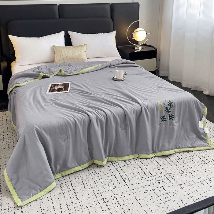 91家纺网 家纺一手货源 找家纺 鹿小帅纺织品 2024新款艾草驱蚊夏凉被 高级灰