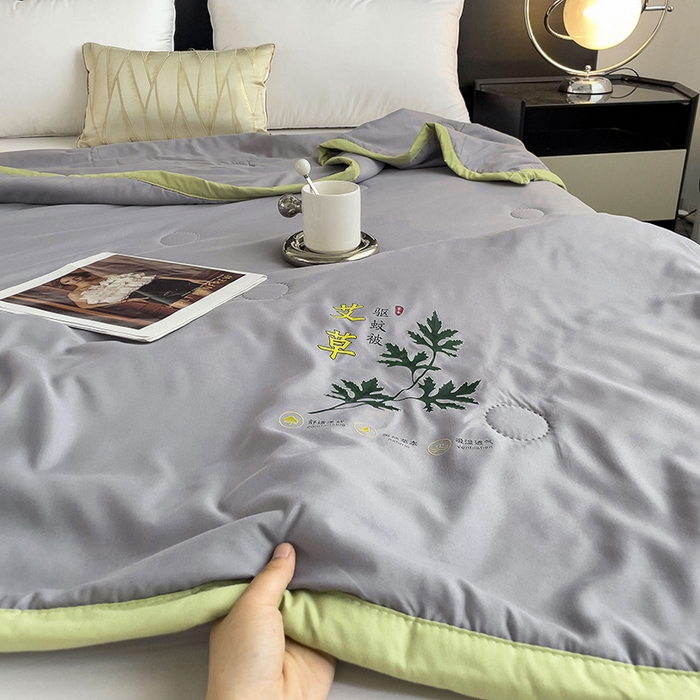 91家纺网 家纺一手货源 找家纺 鹿小帅纺织品 2024新款艾草驱蚊夏凉被 高级灰