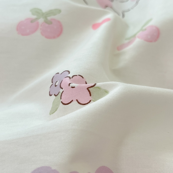 91家纺网 家纺一手货源 找家纺 2024新款全棉小清新印花单品套件--四件套 小兔念念