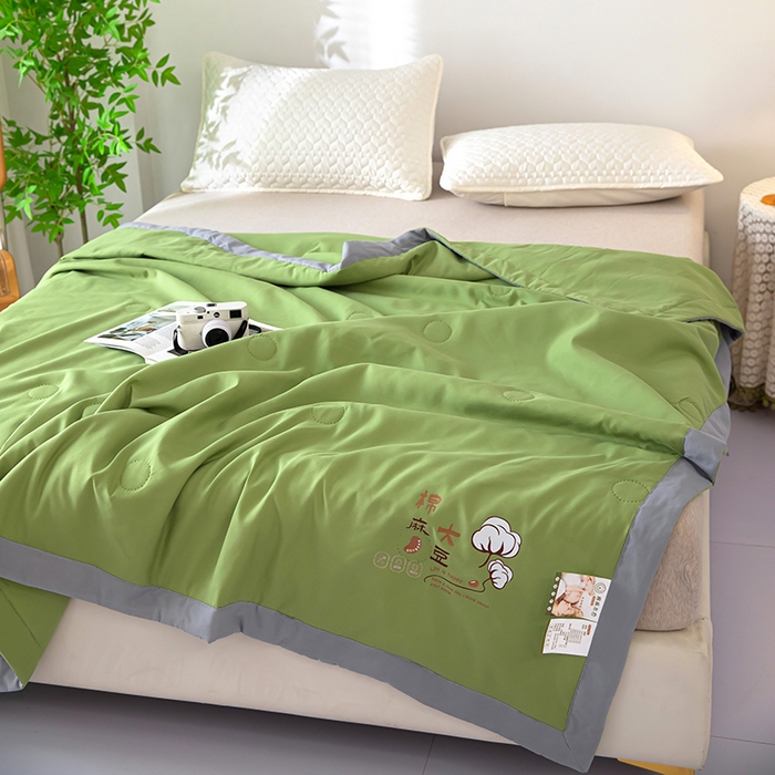 91家纺网 家纺一手货源 找家纺 鹿小帅纺织品 2024新款棉麻大豆夏被 橄榄绿