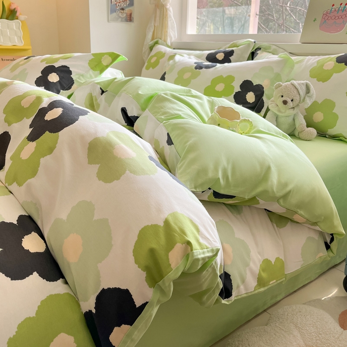 91家纺网 家纺一手货源 找家纺 2024新款全棉小清新印花单品套件--四件套 星光花影