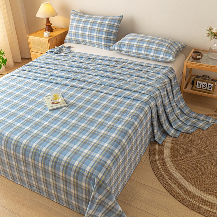 91家纺网 家纺一手货源 找家纺 卡伦家纺 2025新款全棉色织水洗棉床单学生宿舍单人双人床单系列莫妮兰