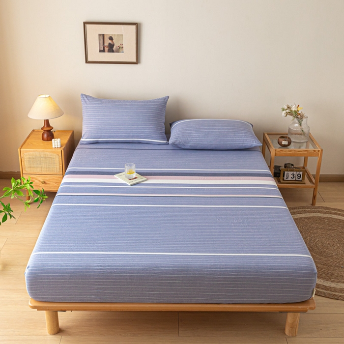 91家纺网 家纺一手货源 找家纺 卡伦家纺 2025全棉色织水洗棉单层床笠席梦思保护套 格林兰