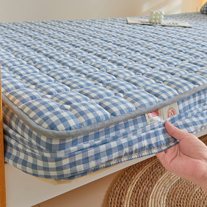 91家纺网 家纺一手货源 找家纺 鑫钰 2025新款学生宿舍A类水洗棉大豆夹棉系列-简格 简格-蓝小格