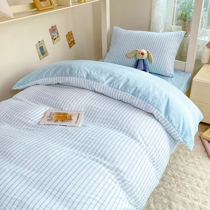 91家纺网 家纺一手货源 找家纺 （总）漫仙阁家纺 新款条纹学生宿舍三件套