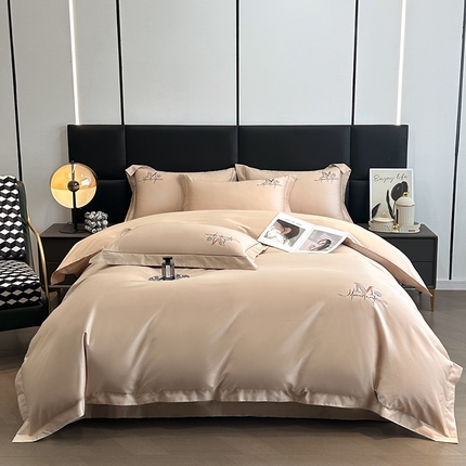 91家纺网 家纺一手货源 找家纺 （总）琉宿家纺 2025新款50s双股长绒棉绣花四件套