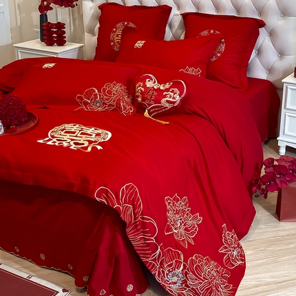 91家纺网 家纺一手货源 找家纺 （总）玉雅家纺 2025新款玉雅时尚磨毛刺绣床单款系列婚庆套件