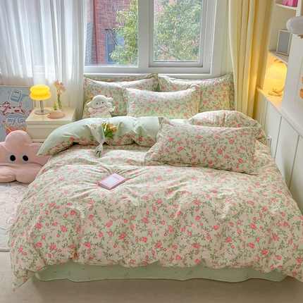 91家纺网 家纺一手货源 找家纺 （总）2024新款全棉小清新印花单品套件--四件套