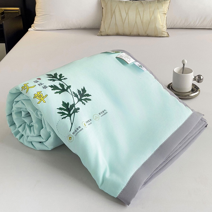 91家纺网 家纺一手货源 找家纺 鹿小帅纺织品 2024新款艾草驱蚊夏凉被 天际蓝