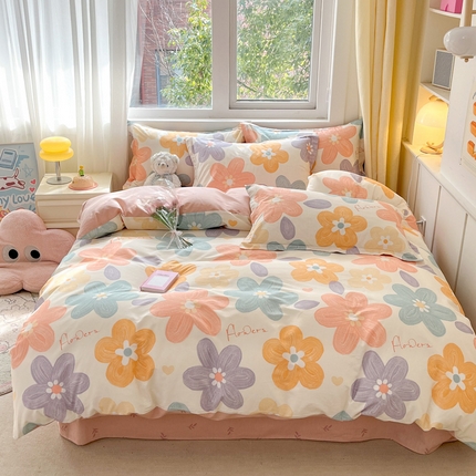 91家纺网 家纺一手货源 找家纺 （总）2024新款全棉小清新印花单品套件--四件套