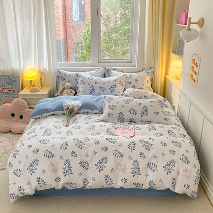 2024新款全棉小清新印花单品套件--四件套 兔语丛林