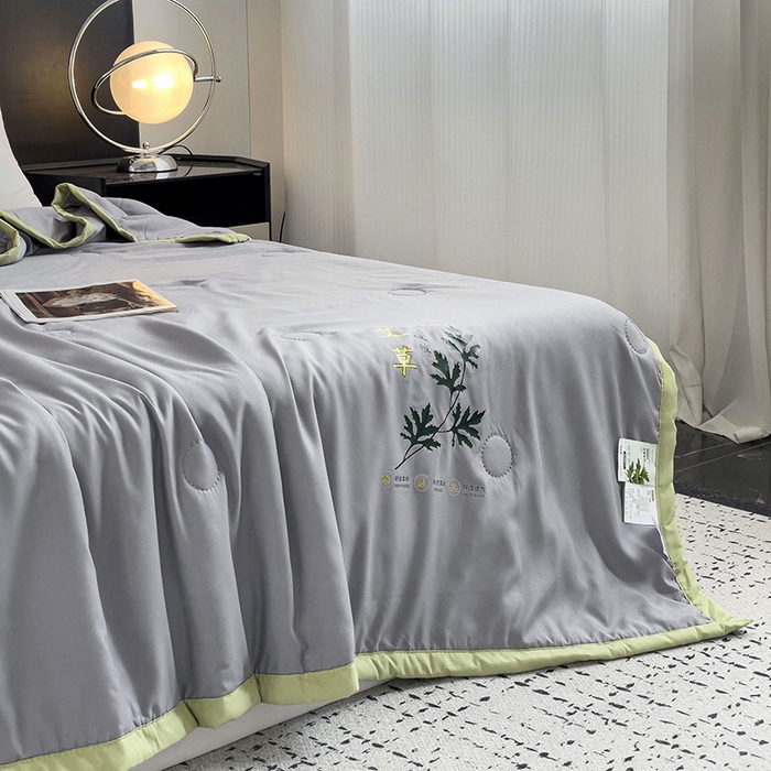 91家纺网 家纺一手货源 找家纺 鹿小帅纺织品 2024新款艾草驱蚊夏凉被 高级灰