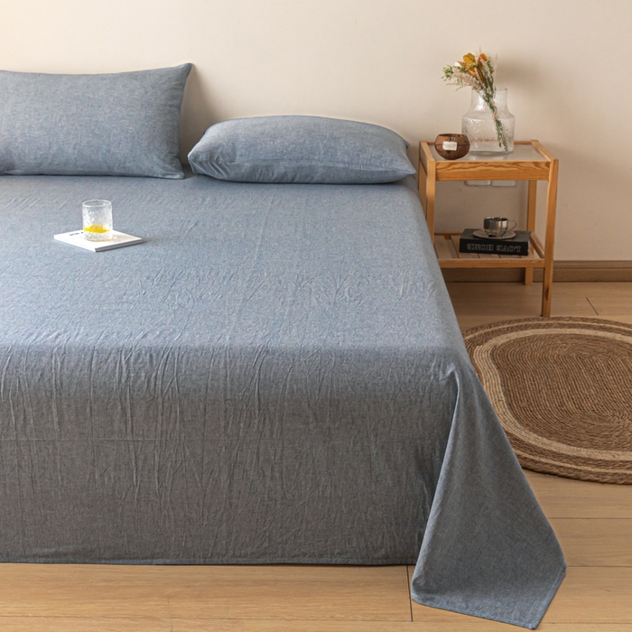 91家纺网 家纺一手货源 找家纺 卡伦家纺 2025新款全棉色织水洗棉床单学生宿舍单人双人床单系列绅士灰