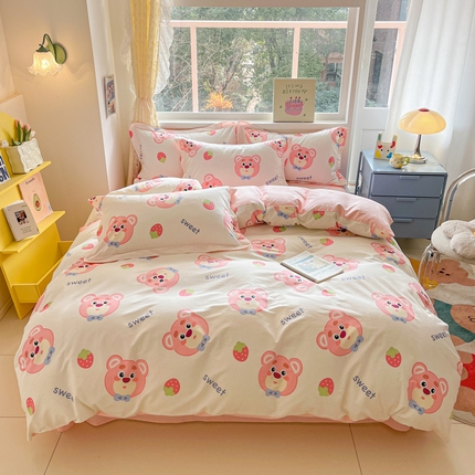 91家纺网 家纺一手货源 找家纺 （总）2024新款全棉小清新印花单品套件--四件套